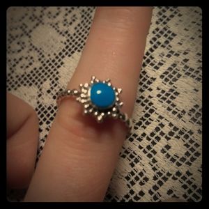 Size 6 Turquoise Sun Ring 925 Sterling Silver